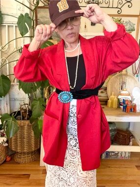 Vintage Ruby Red “She Means Business” Blazer 80’s 90’s Boxy Fit Bust 25”